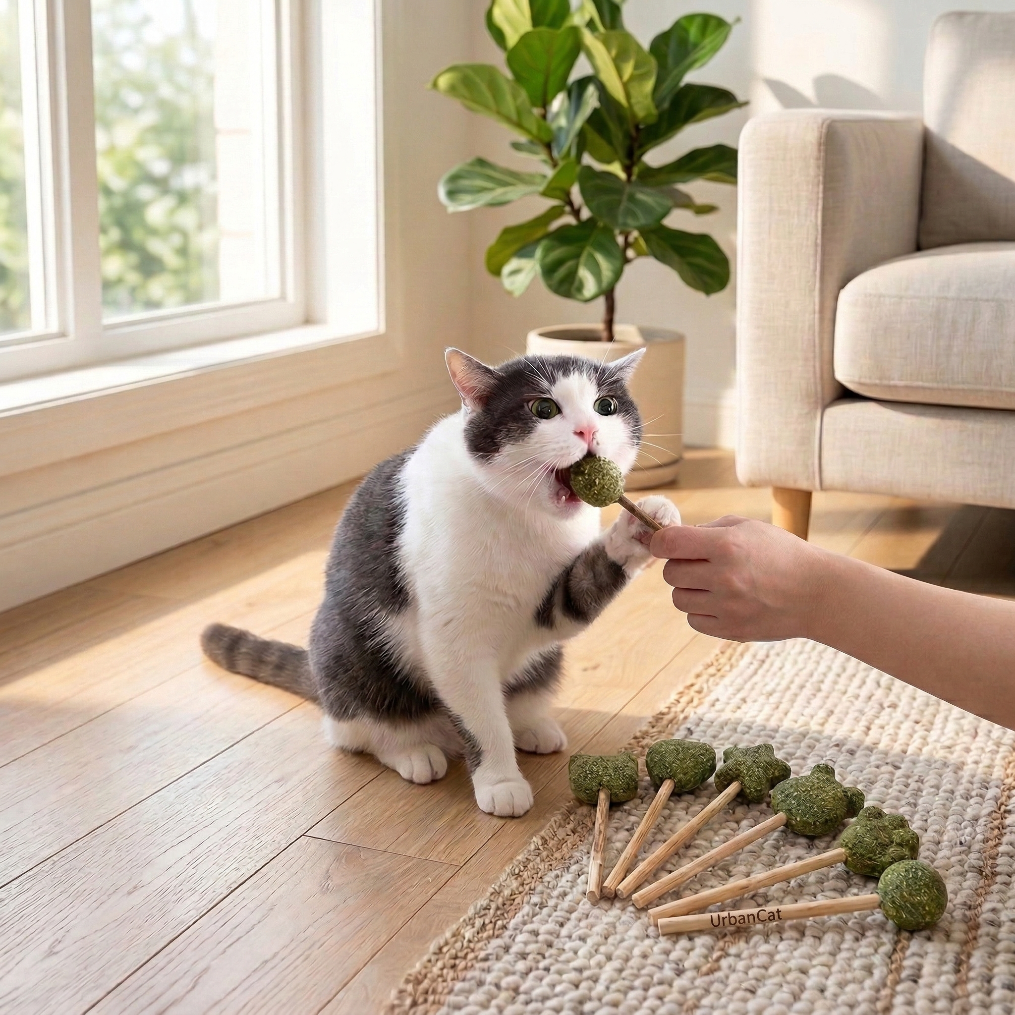 Acadele cu iarba mâței (Catnip + Silver Vine) pentru pisici (Set 6)