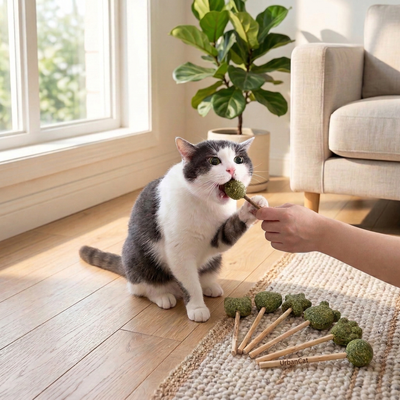 Acadele cu iarba mâței (Catnip + Silver Vine) pentru pisici (Set 6)