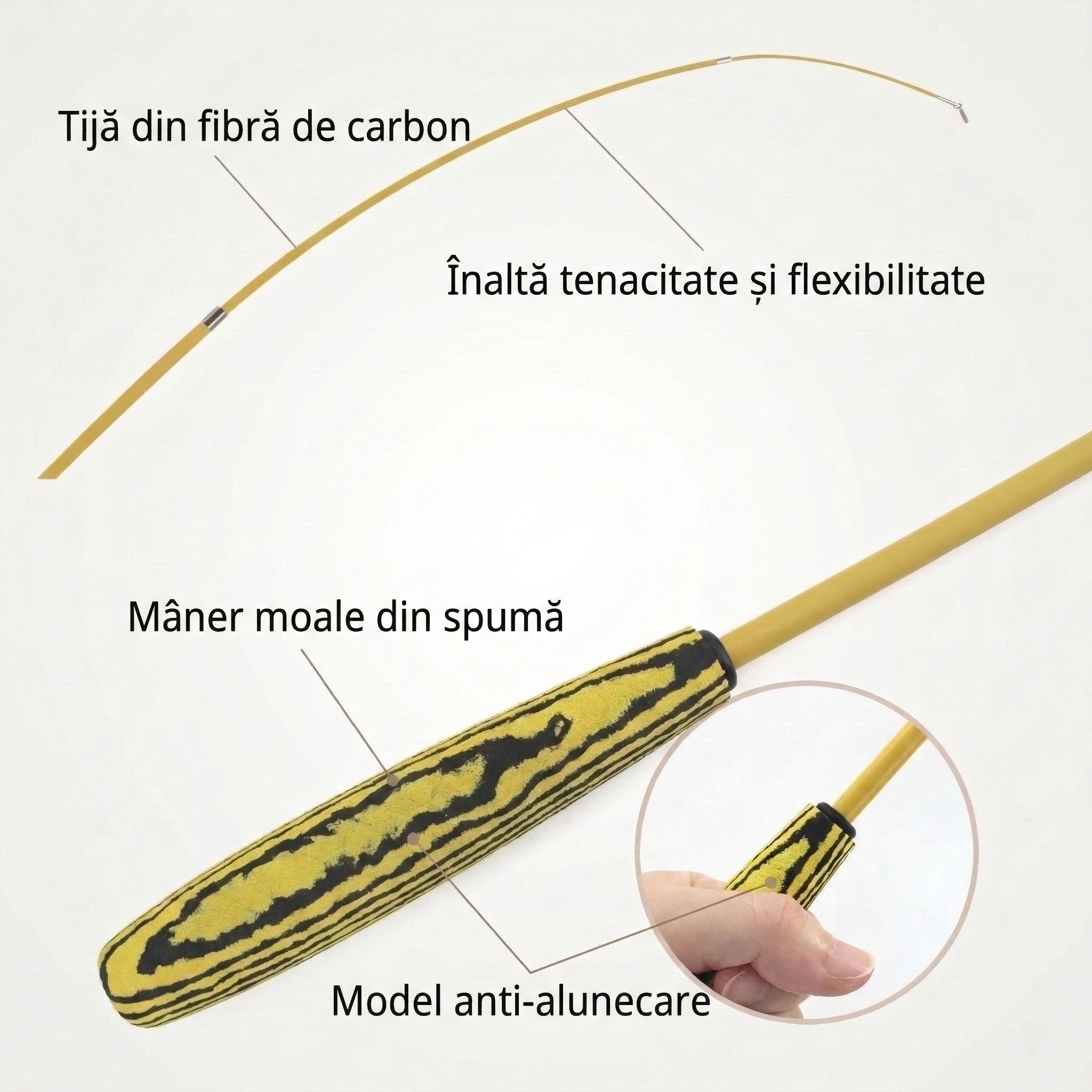 Undiță telescopică pentru pisici cu 6 jucării (Pene + Pluș)