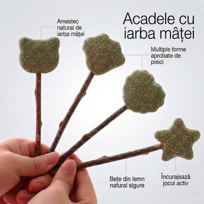 Acadele cu iarba mâței (Catnip + Silver Vine) pentru pisici (Set 6)