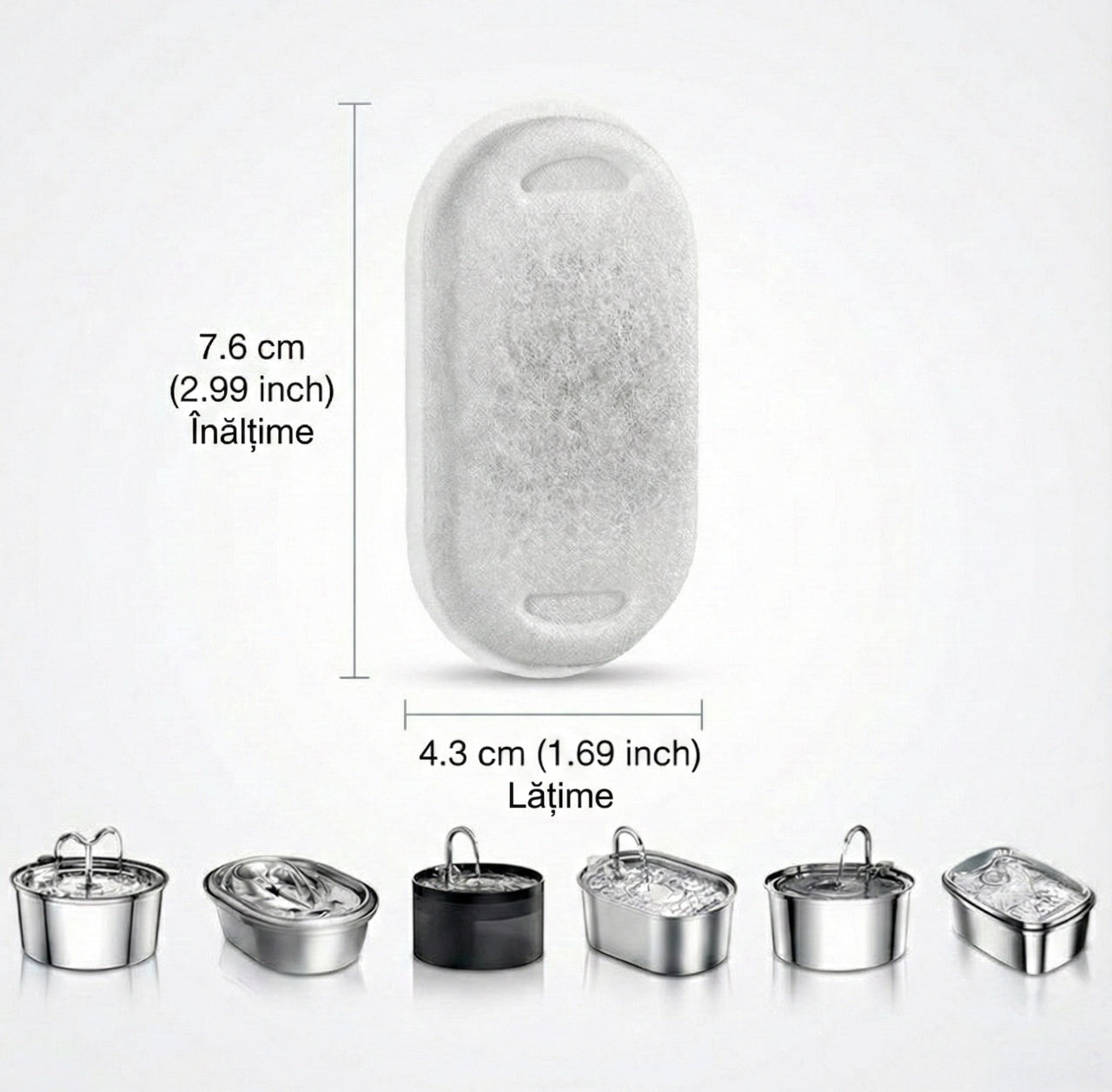 Filtru fantana pisici oval 7.6x4.3 cm carbune activ cocos rasina ionica UrbanCat