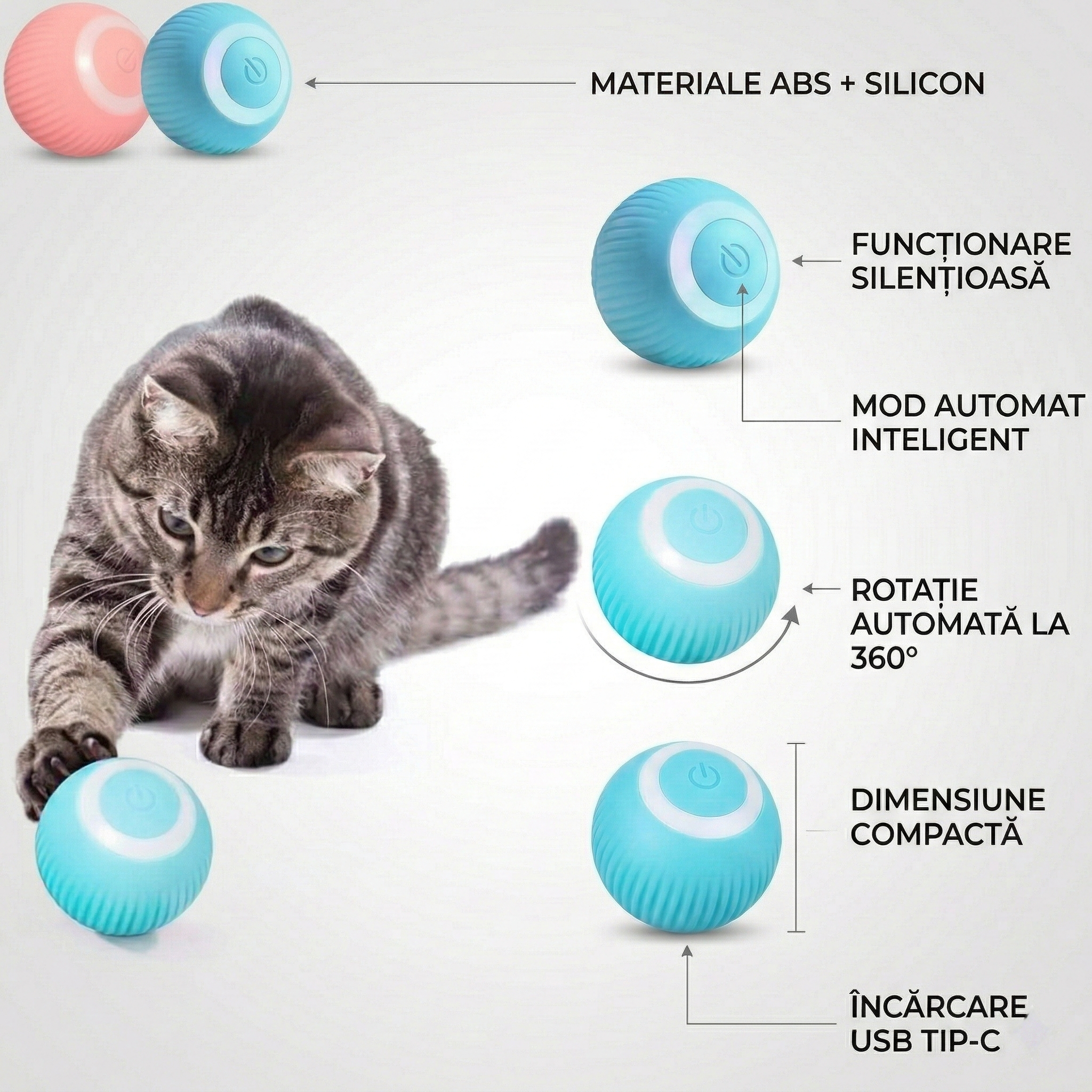Minge interactivă smart pentru pisici (USB-C)