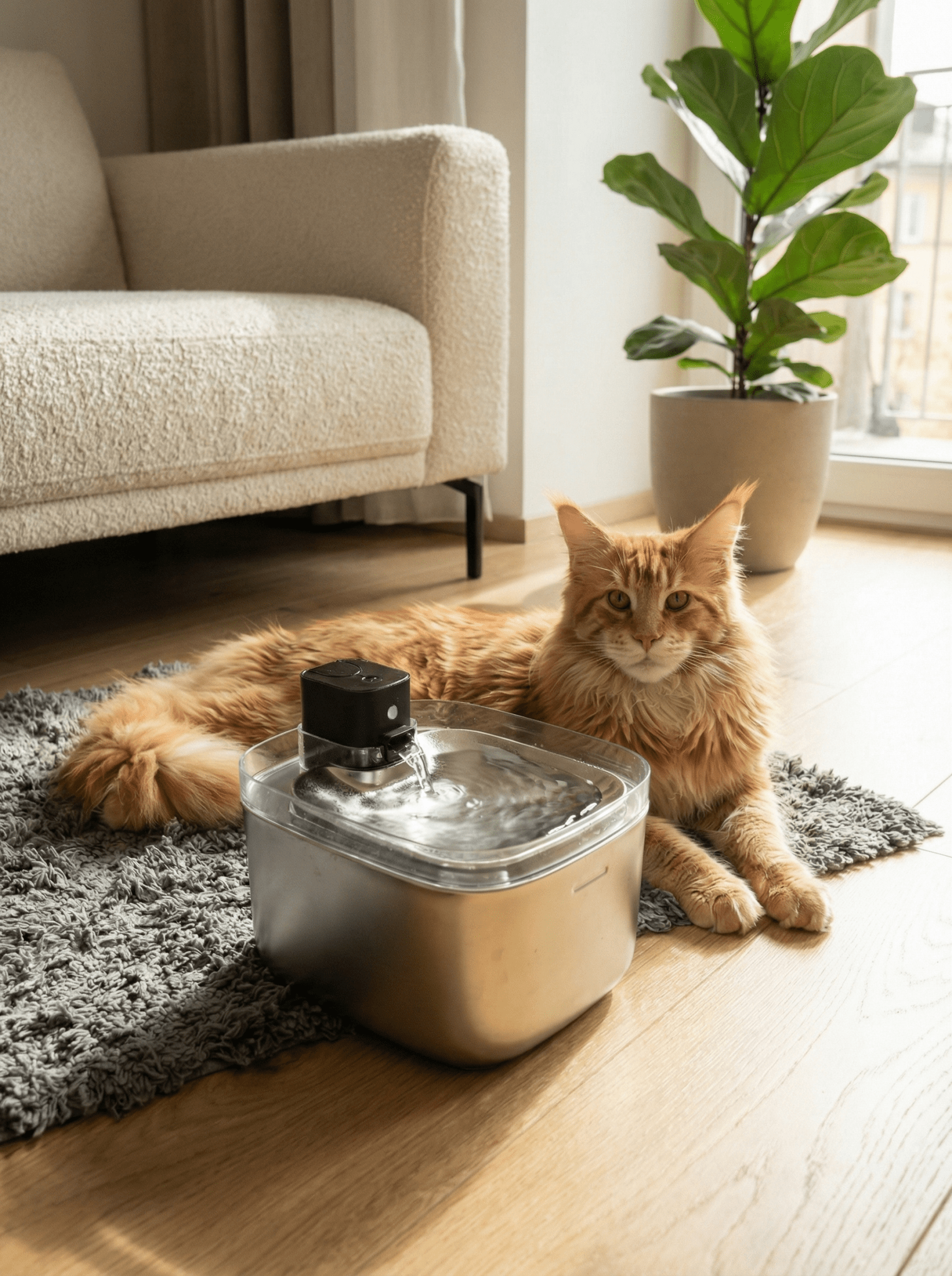 Fântână automată pentru pisici (5.5L, Inox + UV - C) - i - vory|Urban|