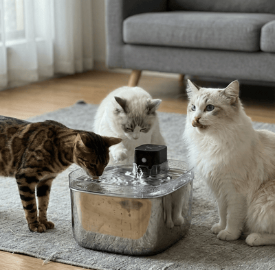 Fântână automată pentru pisici (5.5L, Inox + UV - C) - i - vory|Urban|