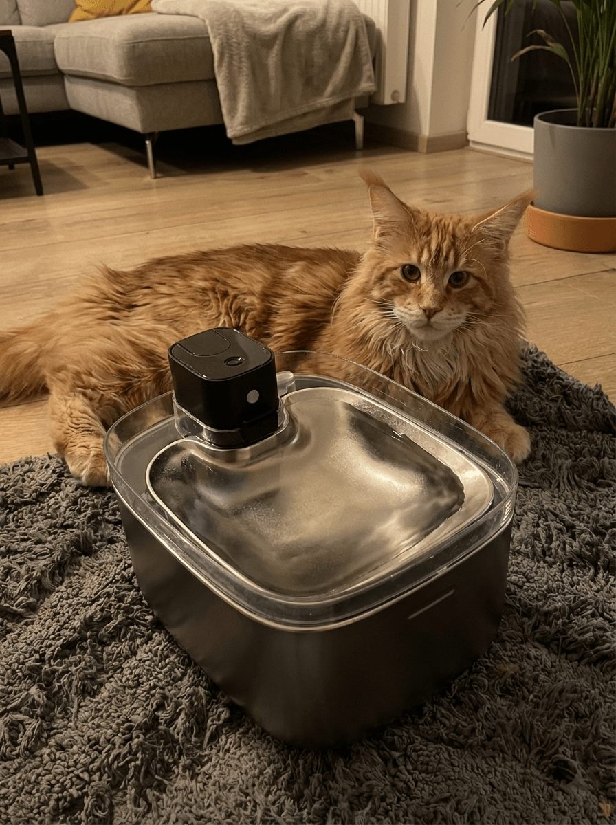 Fantana apa pisici 5.5L inox cu sterilizare UV-C wireless senzor miscare UrbanCat