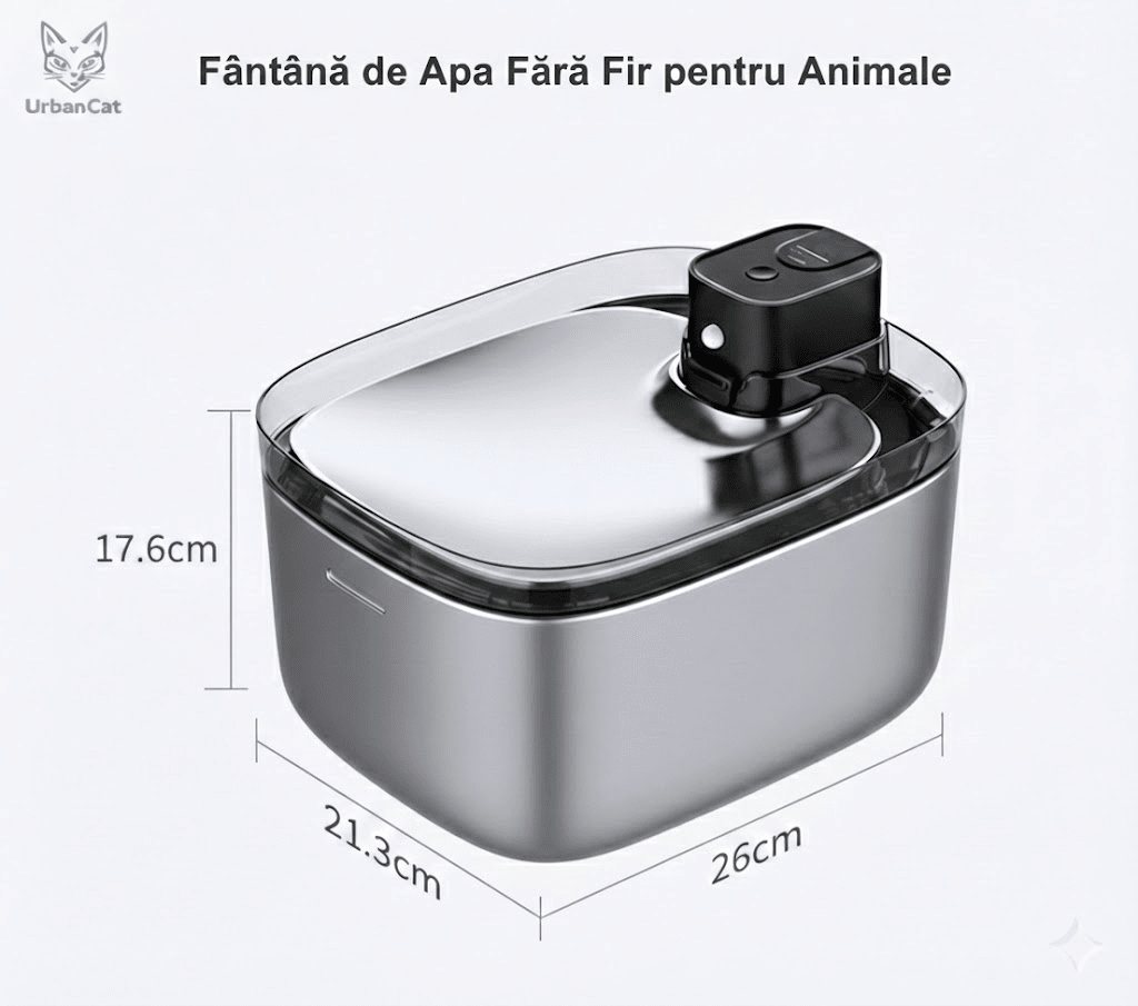 Fântână automată pentru pisici (5.5L, Inox + UV - C) - i - vory|Urban|