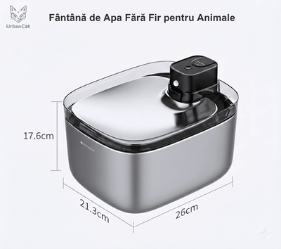 Fântână automată pentru pisici (5.5L, Inox + UV - C) - i - vory|Urban|